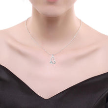Load image into Gallery viewer, "I Love you MOM" Heart Necklace Embellished with Swarovski Crystals in 18K White Gold Plated