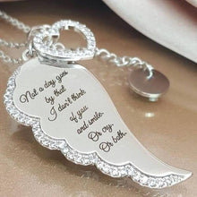 Load image into Gallery viewer, "Not a day goes by" Crystal Pav'e Angel Wings Necklace in Silver Plating
