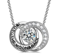 Load image into Gallery viewer, "I Love you Forever and Always" Heart Necklace Embellished with Swarovski Crystals in 18K White Gold Plated
