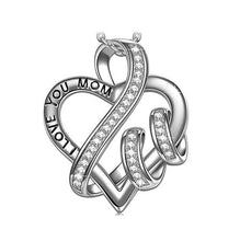 Load image into Gallery viewer, "I Love you Forever and Always" Heart Necklace Embellished with Swarovski Crystals in 18K White Gold Plated
