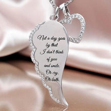 Load image into Gallery viewer, "Not a day goes by" Crystal Pav'e Angel Wings Necklace in Silver Plating
