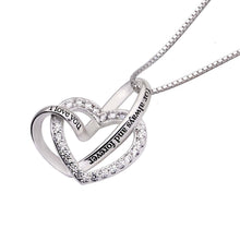 Load image into Gallery viewer, "I Love you Forever and Always" Heart Necklace Embellished with Swarovski Crystals in 18K White Gold Plated
